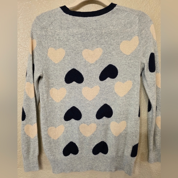 J. Crew Light Gray Heart Print Sweater - Picture 4 of 5